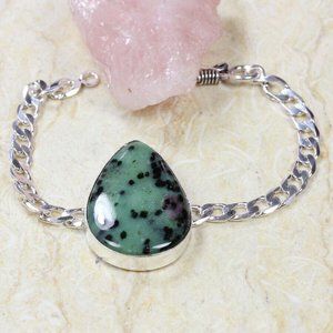 Handmade Ruby Ziosite 925 Silver Bracelet